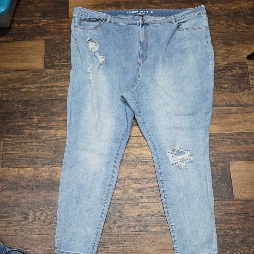 Fashion to Figure Distressed Light Blue Ankle Jeans